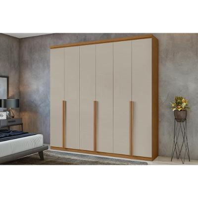 Guarda Roupa Casal Alonzo New 6 Portas de Bater 4 Gavetas Amêndoa-Off White Lopas