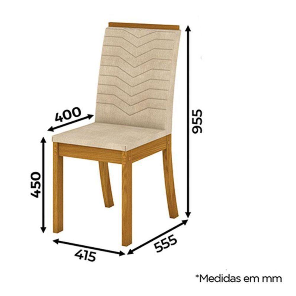 Cadeira Para Mesa De Jantar Dina Kit 04 Peças Linho – Henn - 3