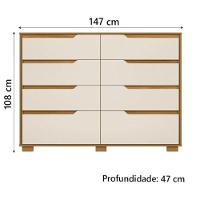 Conjunto Quarto Moval Guarda-roupa 8 Portas E Cômoda Freijo/Off White - 6