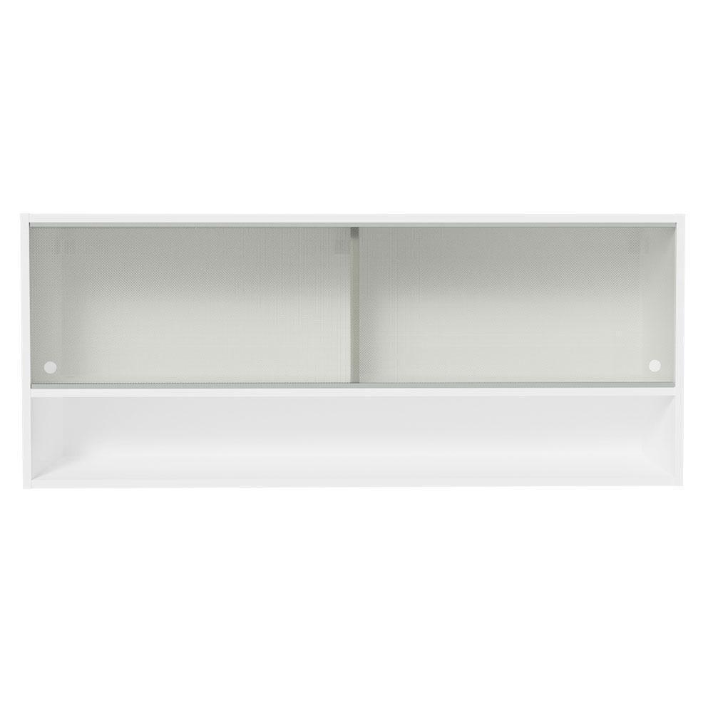 Armário Aéreo 120cm 2 Portas Correr Vidro Pontilhado 1 Nicho Branco Para Cozinhas Glamy Lux E Reims Madesa Branco - 2
