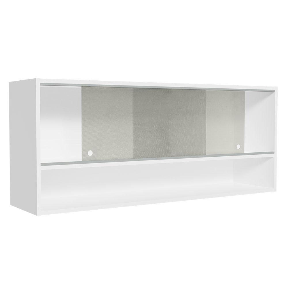Armário Aéreo 120cm 2 Portas Correr Vidro Pontilhado 1 Nicho Branco Para Cozinhas Glamy Lux E Reims Madesa Branco - 3