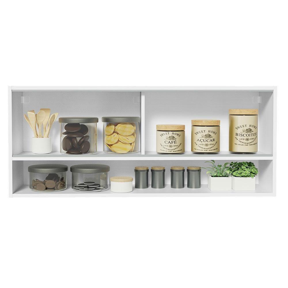 Armário Aéreo 120cm 2 Portas Correr Vidro Pontilhado 1 Nicho Branco Para Cozinhas Glamy Lux E Reims Madesa Branco - 6