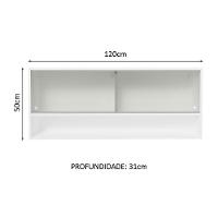 Armário Aéreo 120cm 2 Portas Correr Vidro Pontilhado 1 Nicho Branco Para Cozinhas Glamy Lux E Reims Madesa Branco