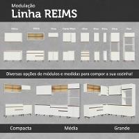 Armário Aéreo 120cm 2 Portas Correr Vidro Pontilhado 1 Nicho Branco Para Cozinhas Glamy Lux E Reims Madesa Branco - 5