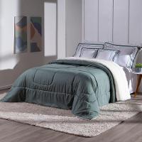 Kit 5 Pçs Coberdrom Casal King Soft Hipercal 400 Fios Dupla Face Verde - 2