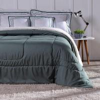 Kit 5 Pçs Coberdrom Casal King Soft Hipercal 400 Fios Dupla Face Verde - 3