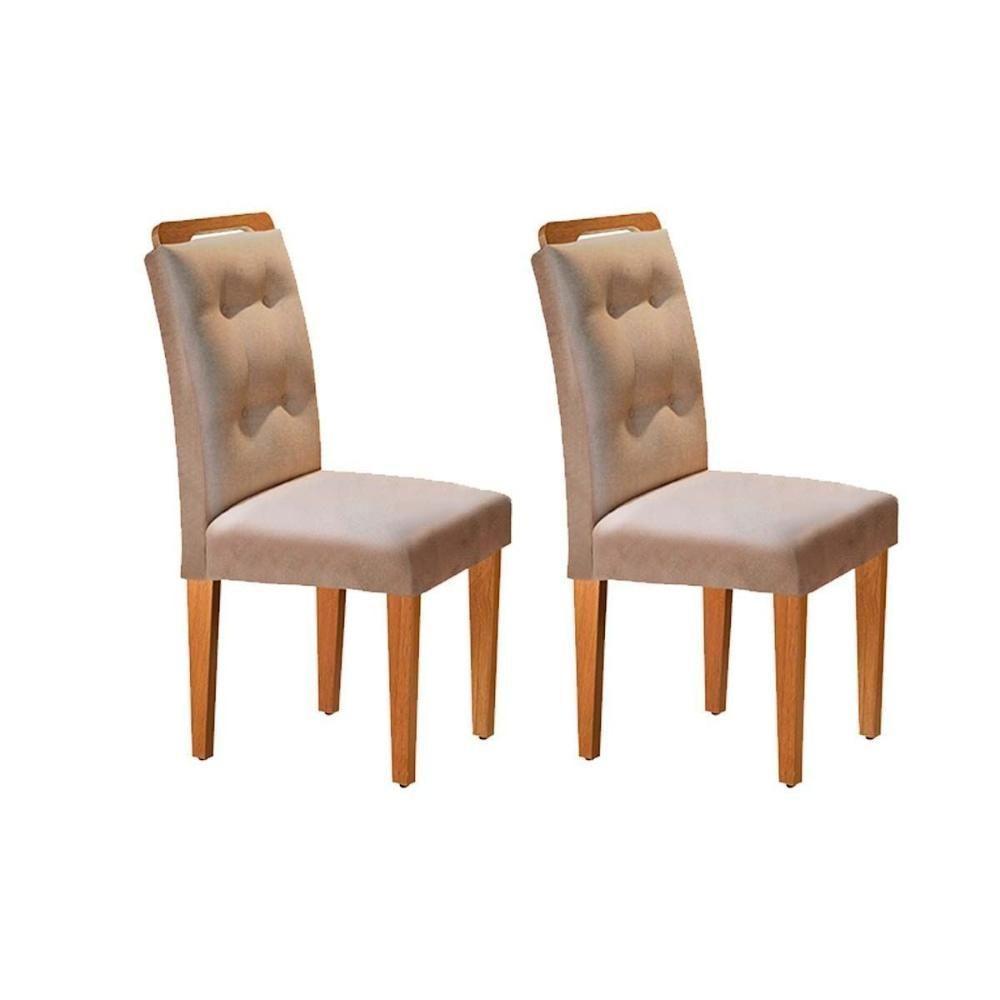 Cadeira Sala De Jantar Imperatriz Kit 2 Un Madeira Capuccino-linho Bege Turim - Rufato - 1