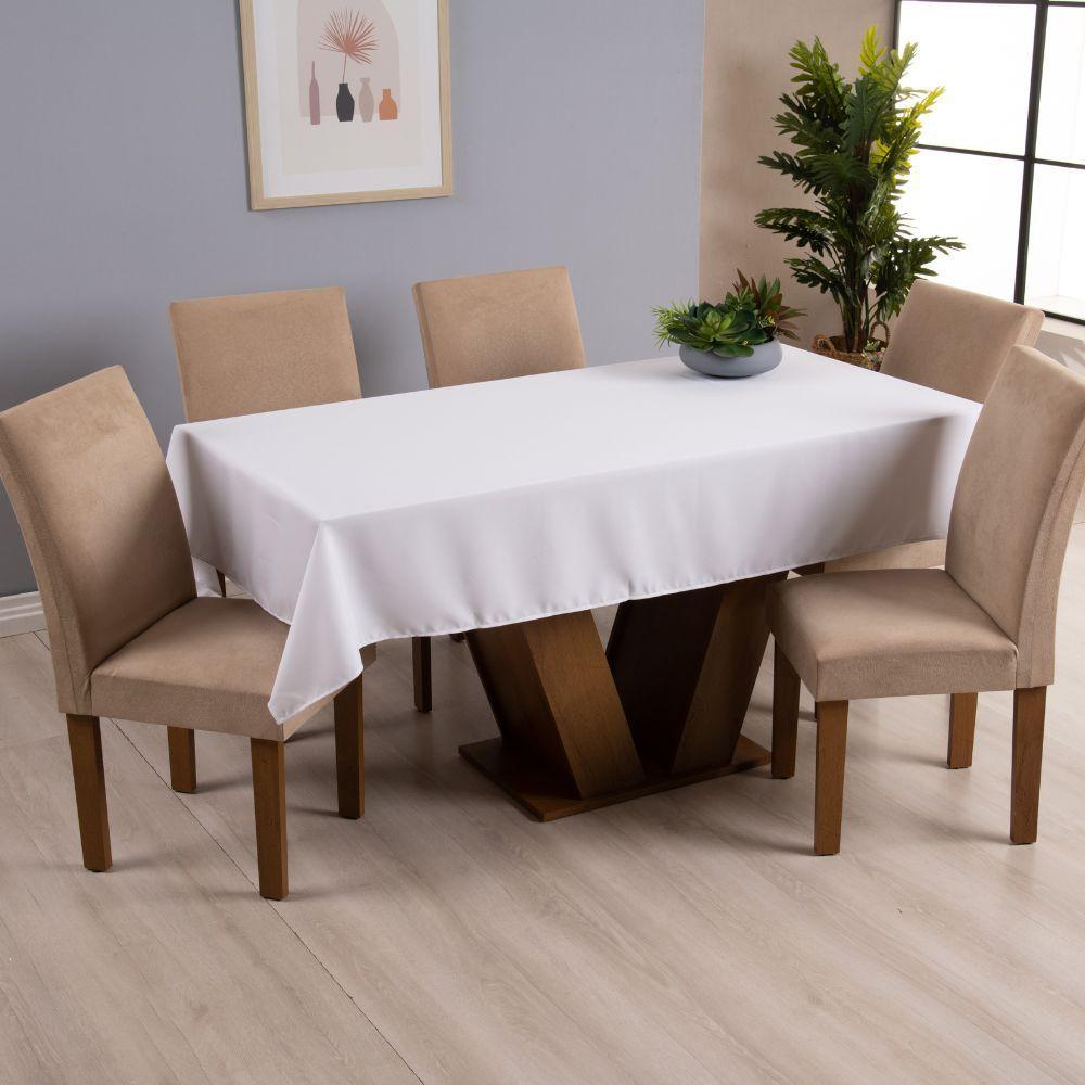 Toalha De Mesa Basic 1 Peça 2,00m X 1,40m 6 Lugares 100% Poliéster Tecido Oxford Cor:branco - 2