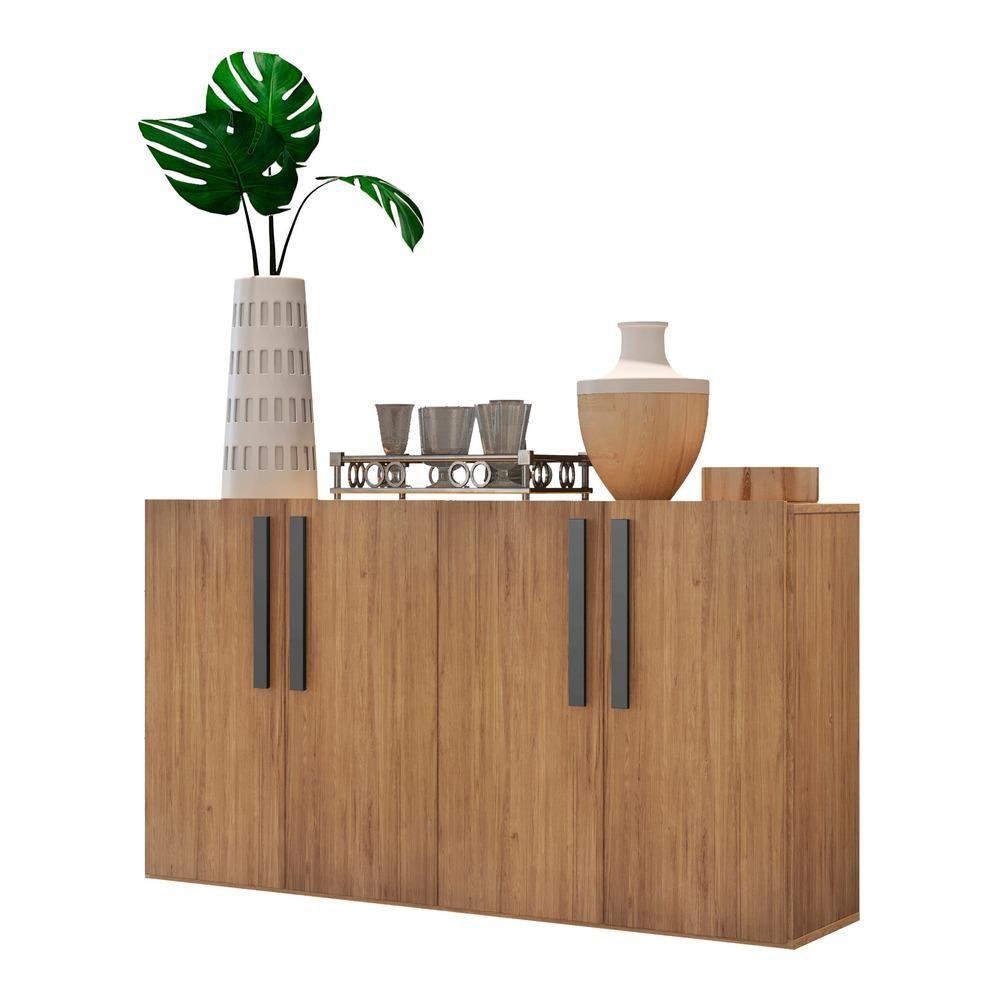 Aparador Buffet 4 Portas Suspenso Viena Rustic/preto - 1
