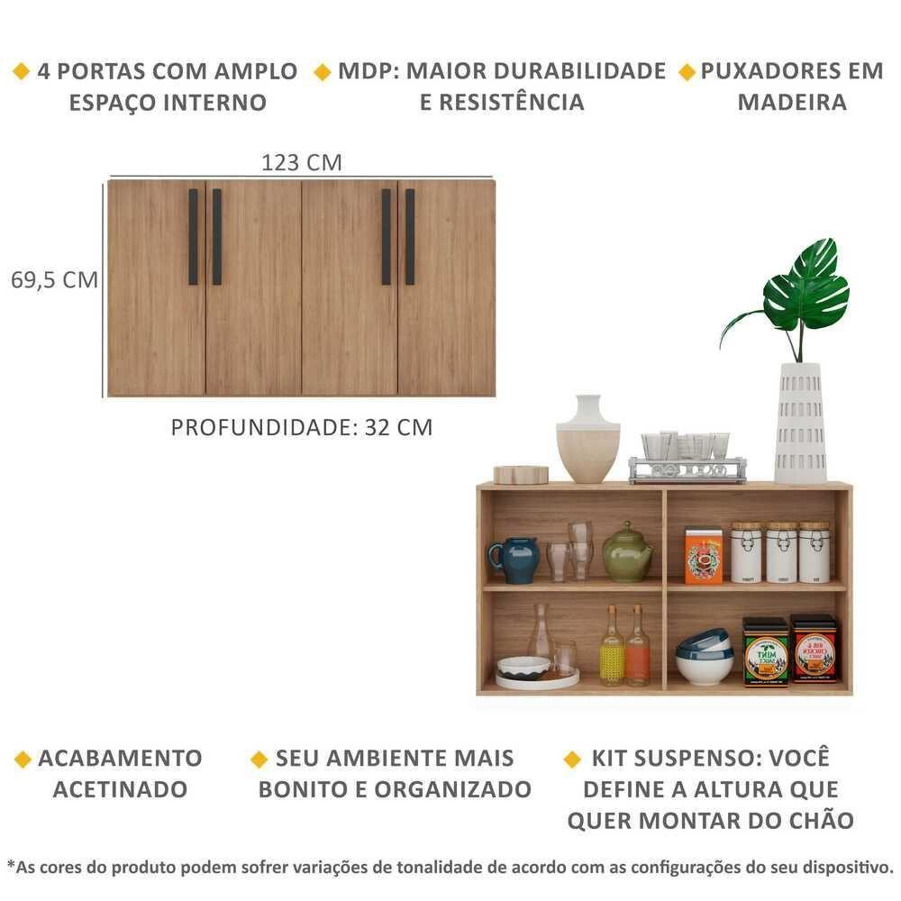 Aparador Buffet 4 Portas Suspenso Viena Rustic/preto - 2