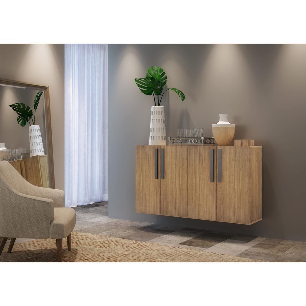 Aparador Buffet 4 Portas Suspenso Viena Rustic/preto - 3