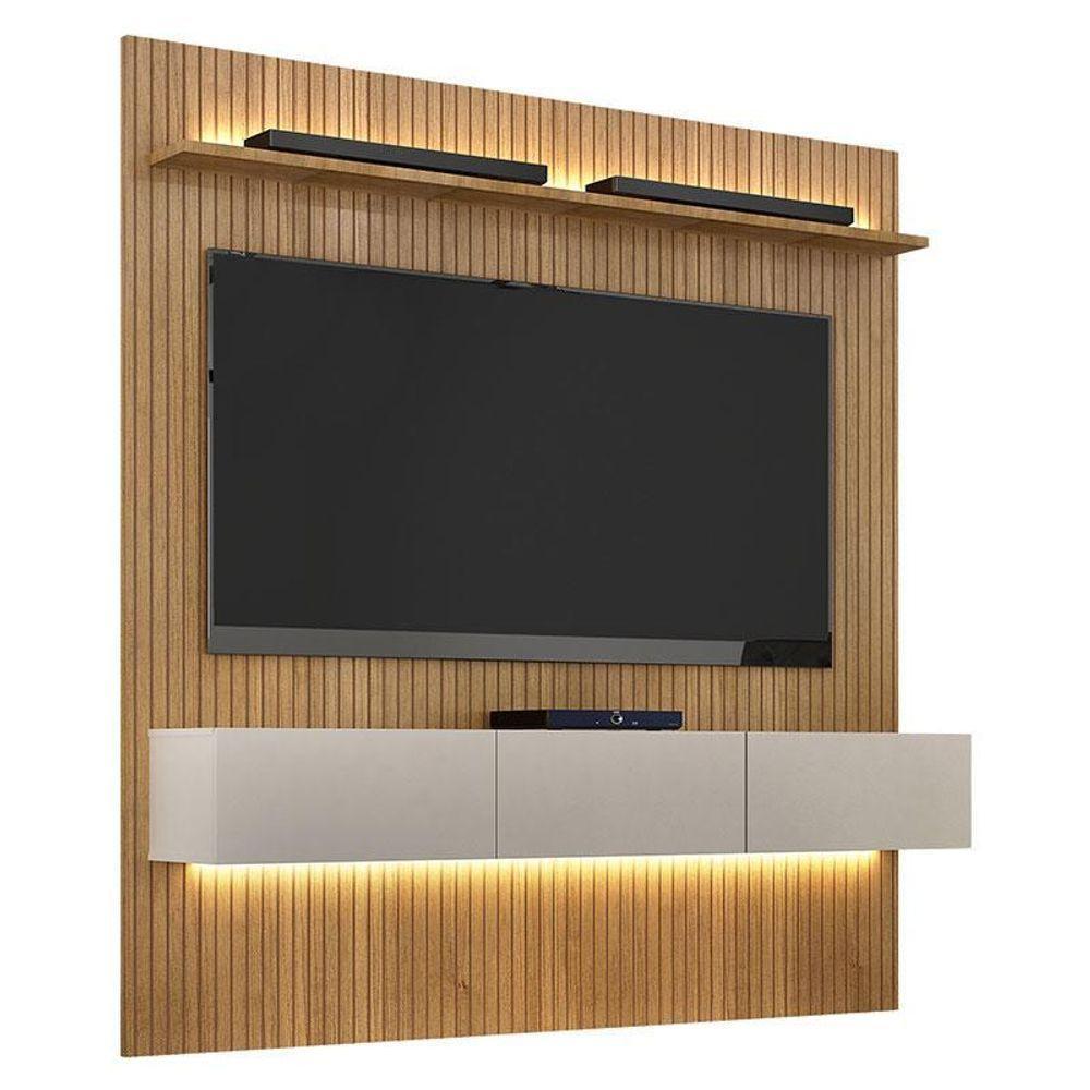 Home Suspenso Frisado Ambiente Curitiba 180 Cinamomo Off White Com Led - Valdemóveis - 2