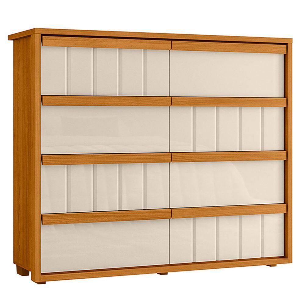 Cômoda Grande 8 Gavetas 100% Mdf Ripada Talita Cinamomo-off White - 1