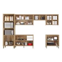 Cozinha Modulada Paola Composição 1 Carvalho Dakar Branco Brilho - Aramóveis - 2