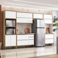 Cozinha Modulada Paola Composição 1 Carvalho Dakar Branco Brilho - Aramóveis - 3