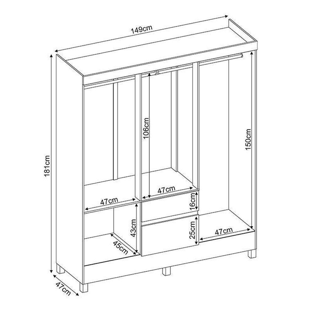 Guarda Roupa Casal Flash 2 Amêndola Touch - Demóbile - 4