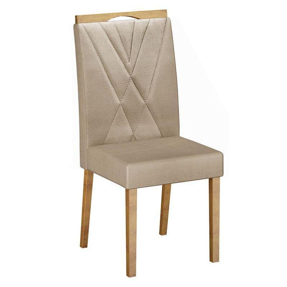 Cadeira Para Mesa De Jantar Lara Kit 02 Peças Veludo Bege - Valdemóveis - 1
