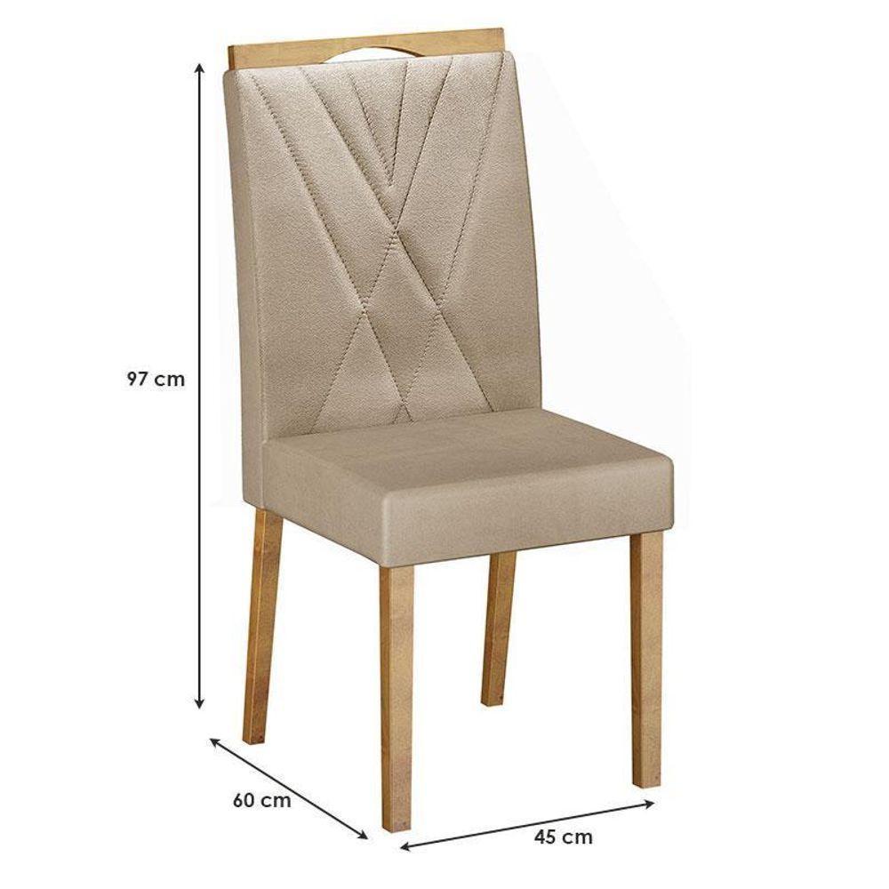 Cadeira Para Mesa De Jantar Lara Kit 02 Peças Veludo Bege - Valdemóveis - 2