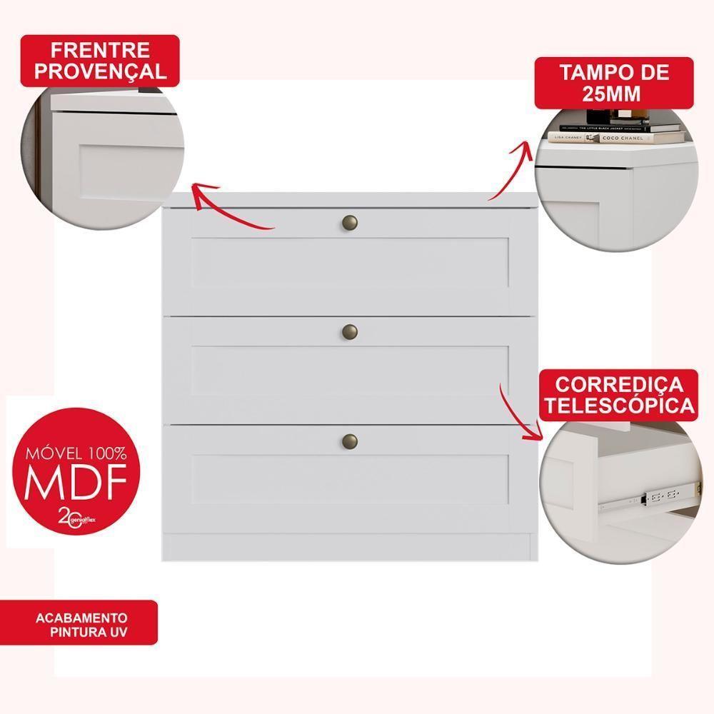 Cômoda Genialflex Infinity 3 Gavetas 100% Mdf Branco - 5