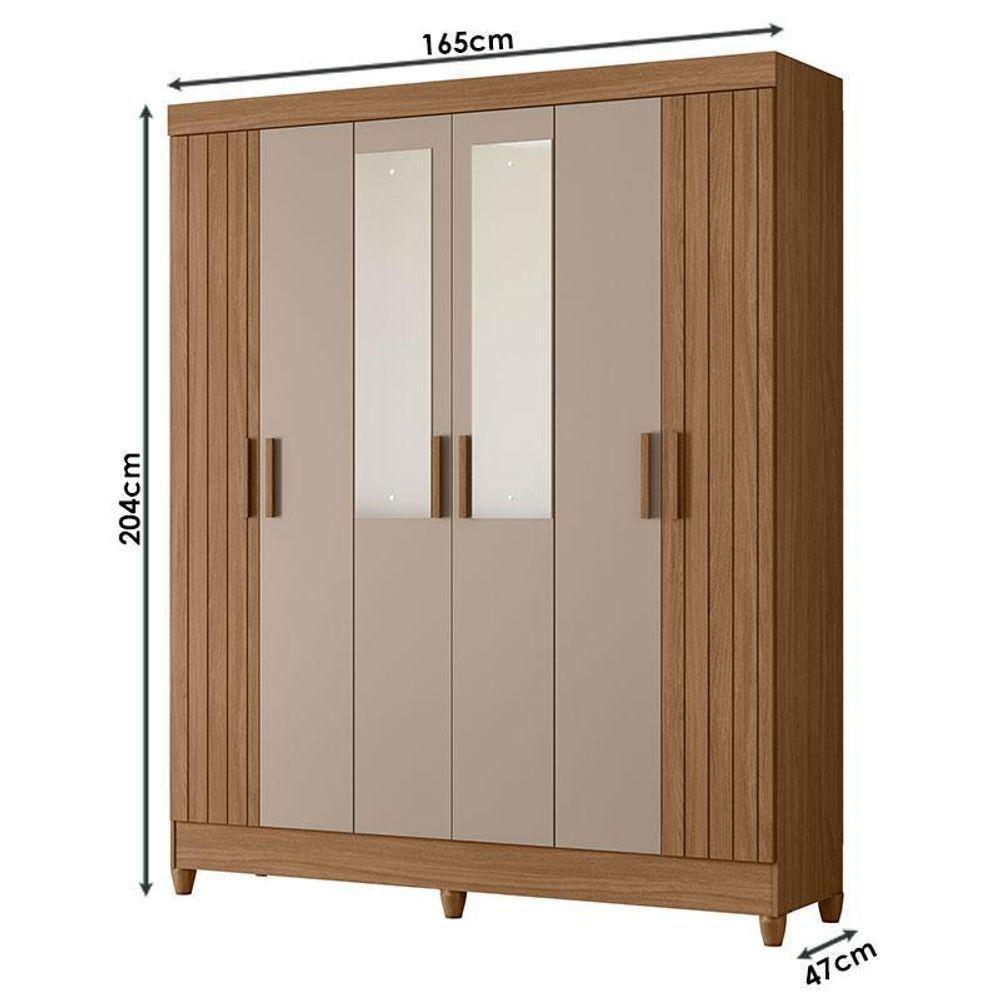 Guarda Roupa Solteiro Uruguai 6 Portas Carvalho Fendi Com Espelho - Moval - 2