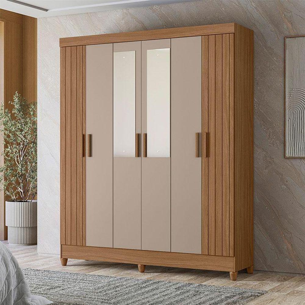 Guarda Roupa Solteiro Uruguai 6 Portas Carvalho Fendi Com Espelho - Moval - 5