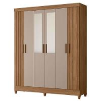 Guarda Roupa Solteiro Uruguai 6 Portas Carvalho Fendi Com Espelho - Moval - 1