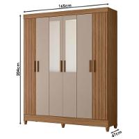 Guarda Roupa Solteiro Uruguai 6 Portas Carvalho Fendi Com Espelho - Moval - 2