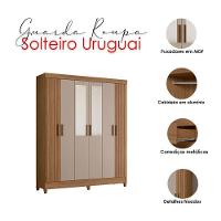 Guarda Roupa Solteiro Uruguai 6 Portas Carvalho Fendi Com Espelho - Moval