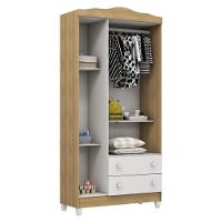 Cômoda Gaveteiro E Guarda Roupa Mel Flat Branco Acetinado Amadeirado - Carolina - 7