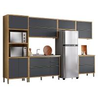 Cozinha Modulada Paola Composição 1 Carvalho Dakar Grafite - Aramóveis - 1