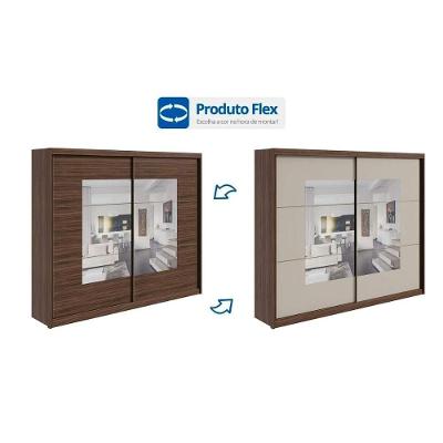 Guarda Roupa Casal Toronto 2 Portas de Correr 6 Gavetas Branco 100% MDF Lopas