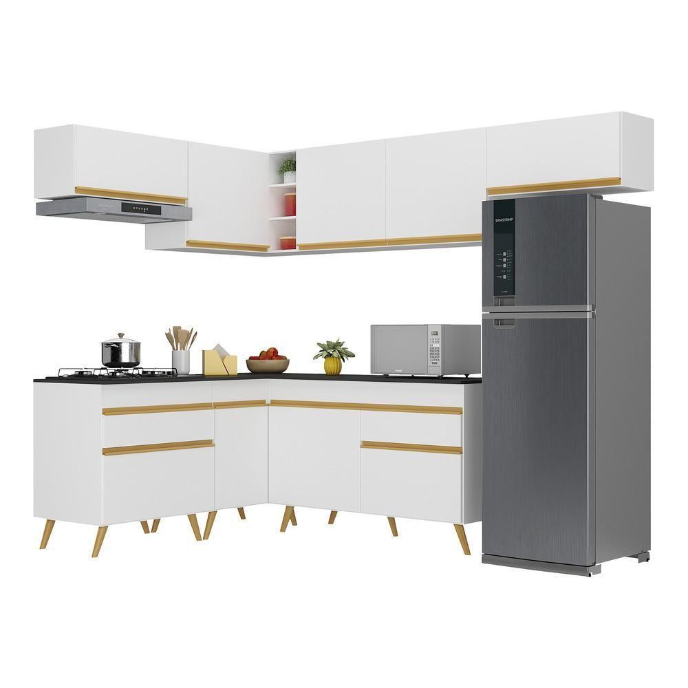 Cozinha Completa De Canto Veneza Gw Mp2069 Com Armário E Balcão Branca - 1