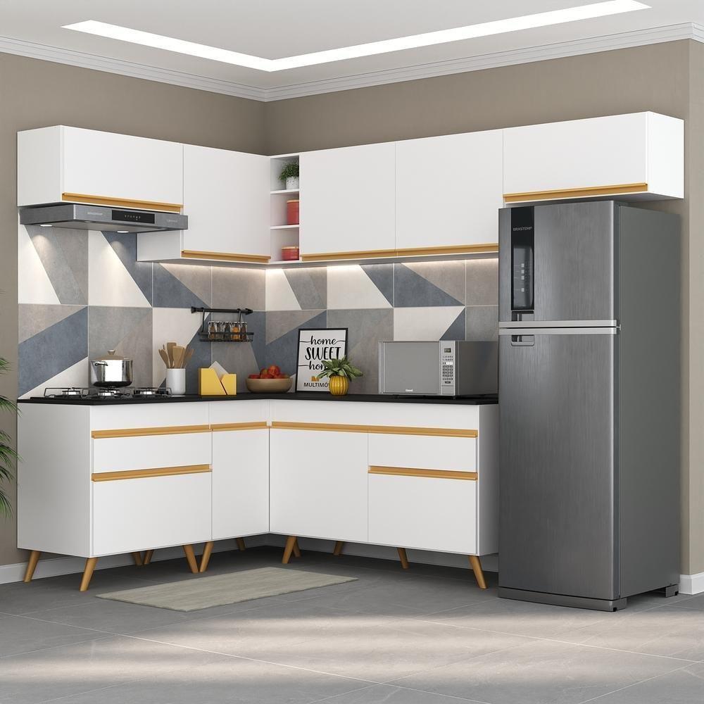 Cozinha Completa De Canto Veneza Gw Mp2069 Com Armário E Balcão Branca - 4