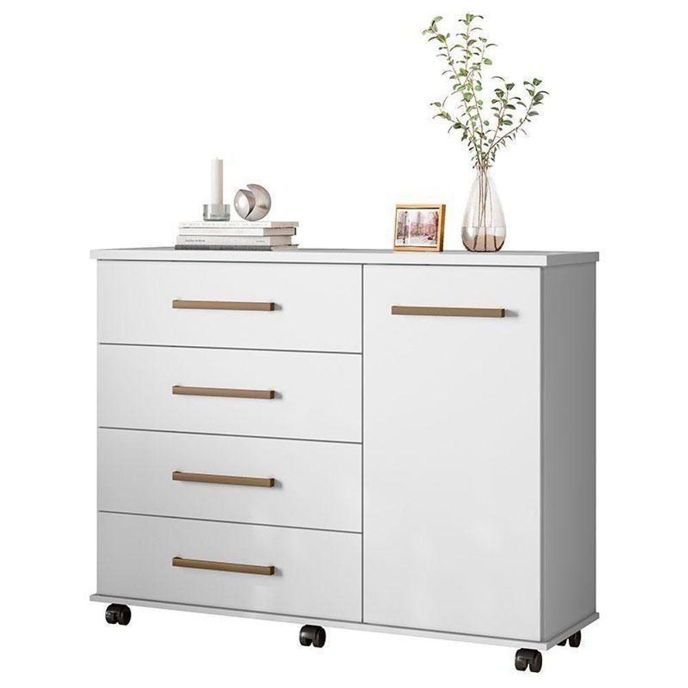 Cômoda Flora E Guarda Roupa Casal Residence Branco - Demóbile - 2