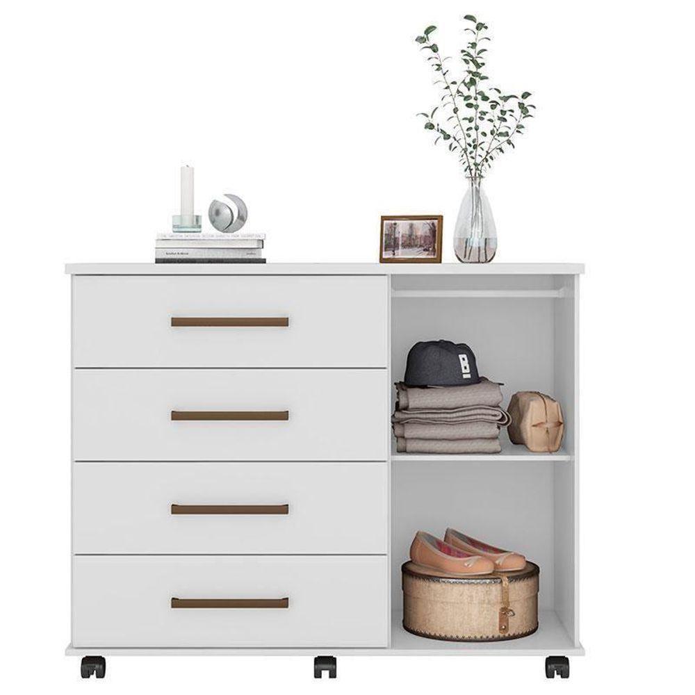 Cômoda Flora E Guarda Roupa Casal Residence Branco - Demóbile - 3
