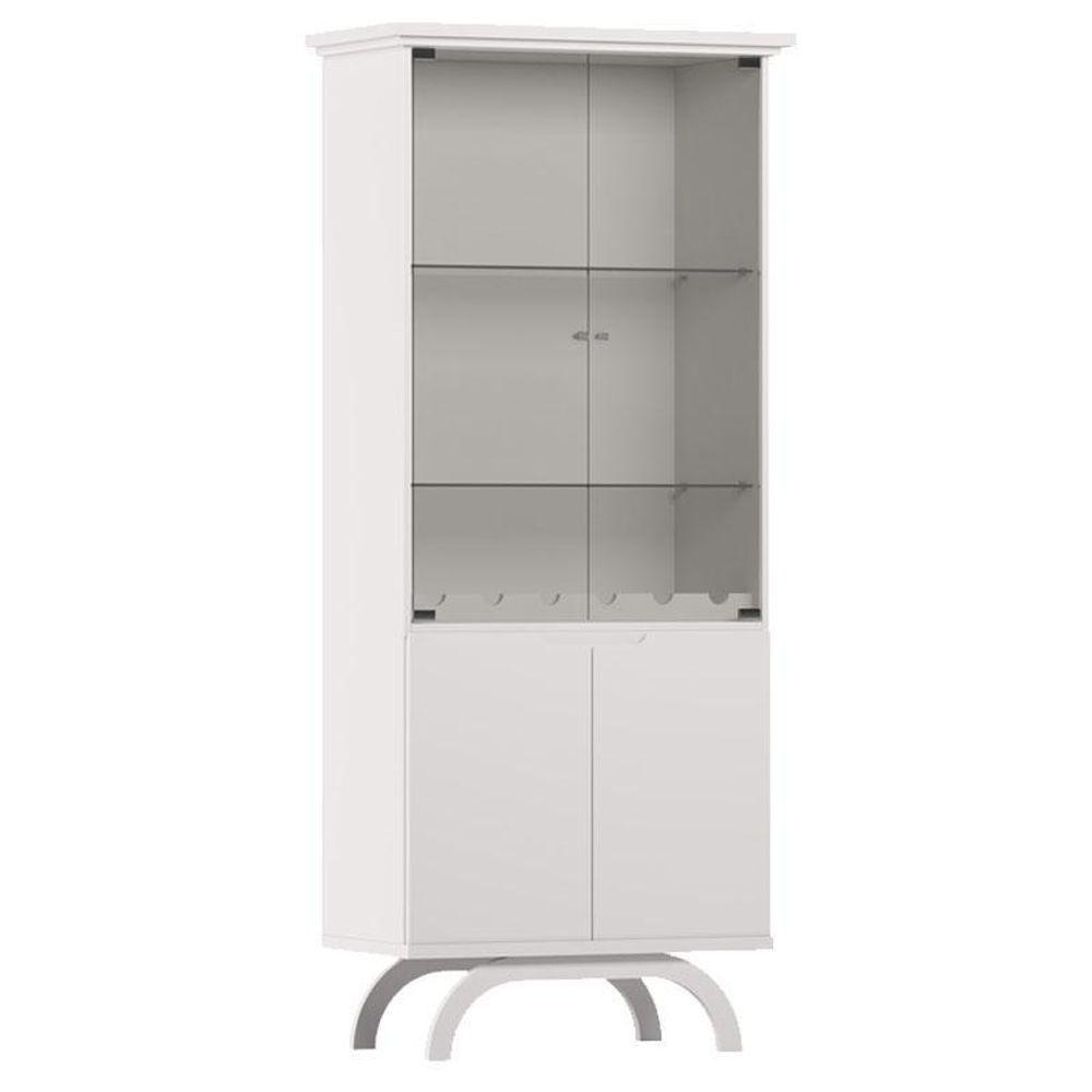 Cristaleira E Aparador Buffet Vicenza Com Espelho Isadora Off White – New Ceval - 2