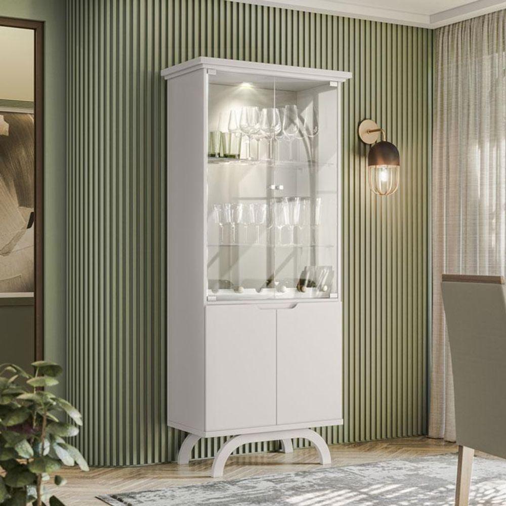 Cristaleira E Aparador Buffet Vicenza Com Espelho Isadora Off White – New Ceval - 4