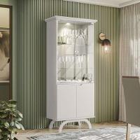 Cristaleira E Aparador Buffet Vicenza Com Espelho Isadora Off White – New Ceval