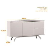 Cristaleira E Aparador Buffet Vicenza Com Espelho Isadora Off White – New Ceval - 6