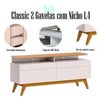Rack Bancada Ambiente Classic 2 Gavetas Com Nicho 1.4 Off White Nature - Imcal - 4