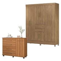 Cômoda Flora E Guarda Roupa Casal Munique Amêndola Touch - Demóbile - 1