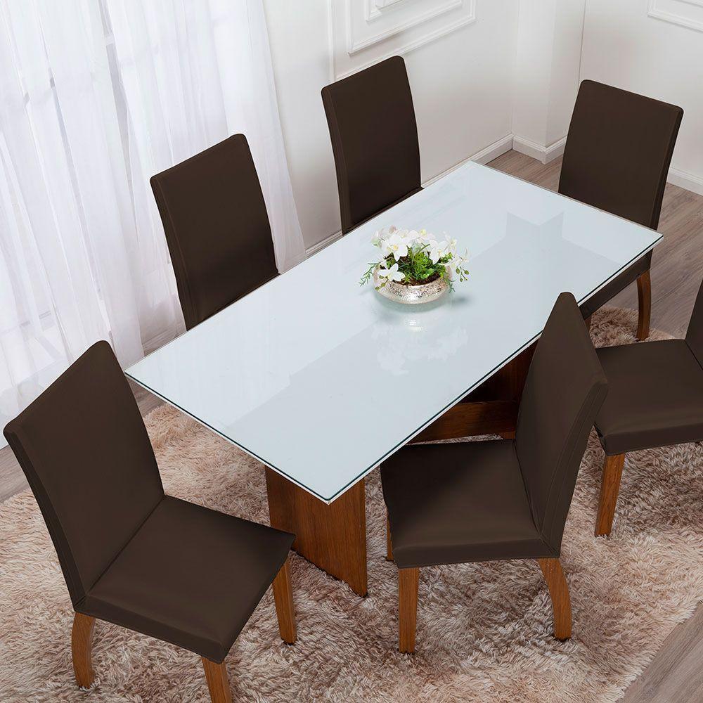 Kit 6 Pçs Capa Protetora De Cadeira 6 Lugares Malha Gel Ajustável Variação: Marrom - 7