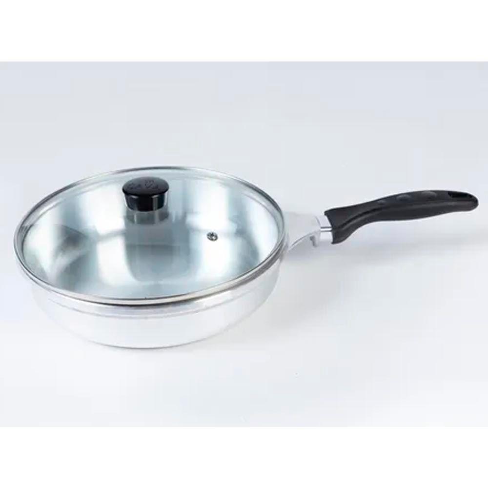 Frigideira Funda Alumínio Fundido Nº 24 Tampa De Vidro Polido Cava - 2