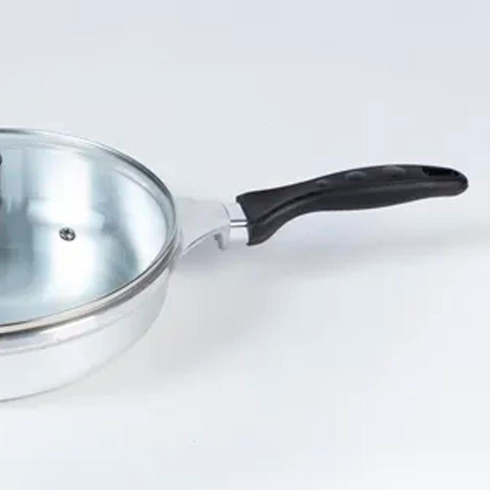 Frigideira Funda Alumínio Fundido Nº 24 Tampa De Vidro Polido Cava - 3