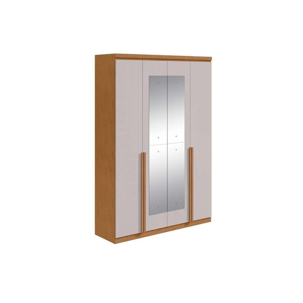Guarda Roupa Solteiro 4 Portas (2 C- Espelho) E 2 Gavetas Alonzo Amêndoa - Lopas - 6