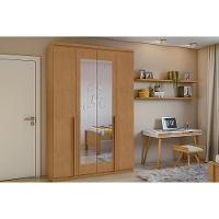 Guarda Roupa Solteiro 4 Portas (2 C- Espelho) E 2 Gavetas Alonzo Amêndoa - Lopas - 1