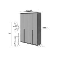 Guarda Roupa Solteiro 4 Portas (2 C- Espelho) E 2 Gavetas Alonzo Amêndoa - Lopas - 5