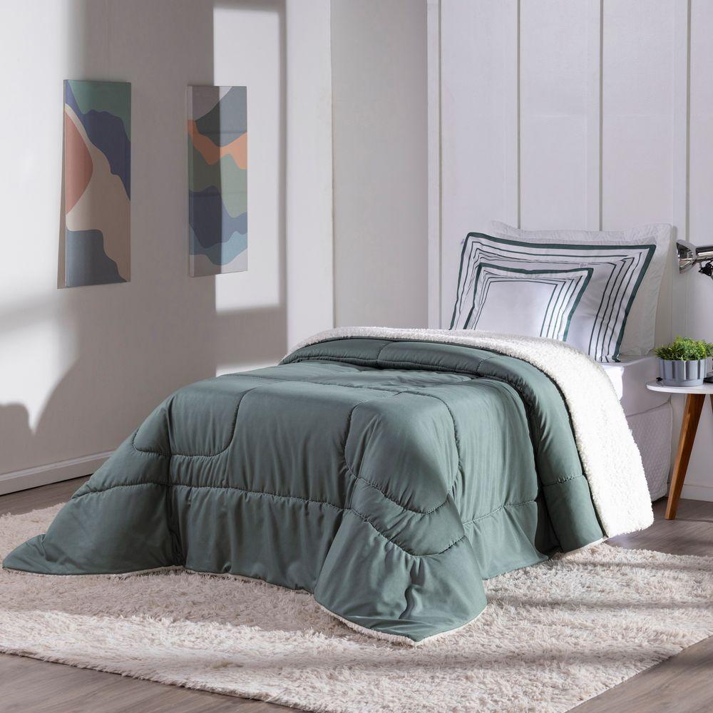 Kit 03 Pçs Coberdrom Solteiro Soft Dupla Face E Hipercal 400 Fios Verde - 2