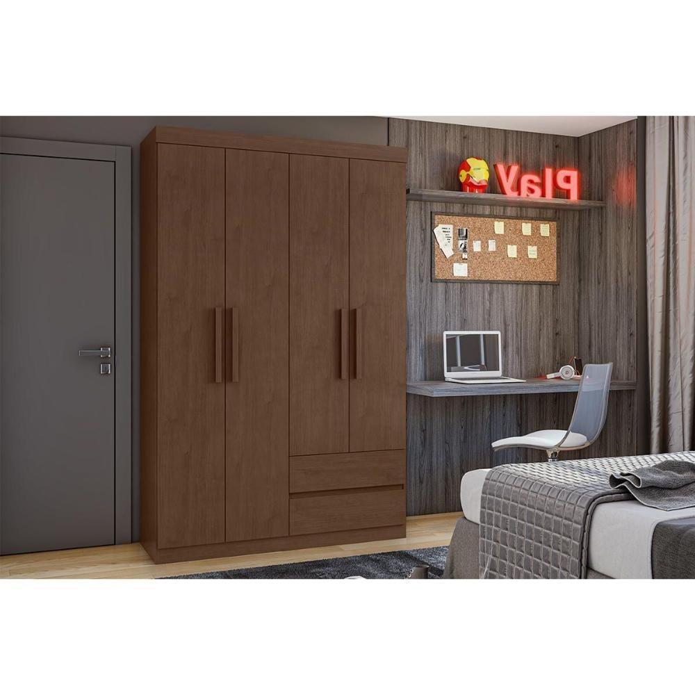 Guarda Roupa Solteiro 4 Portas E 2 Gavetas Zeus Amêndoa - Lopas - 8