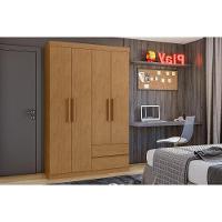 Guarda Roupa Solteiro 4 Portas E 2 Gavetas Zeus Amêndoa - Lopas - 1